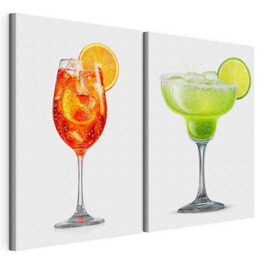 Cocktails de verão, tela esticada e borda contínua