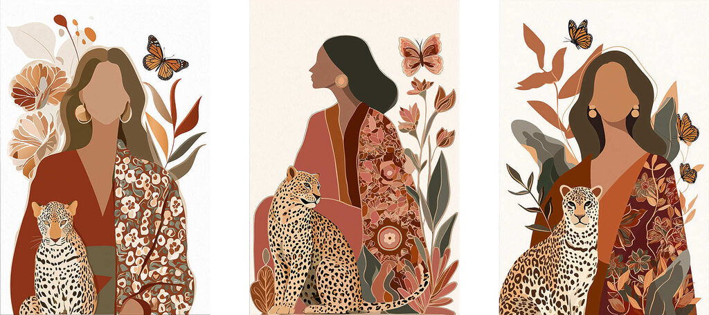 Mulher com guepardo — design completo