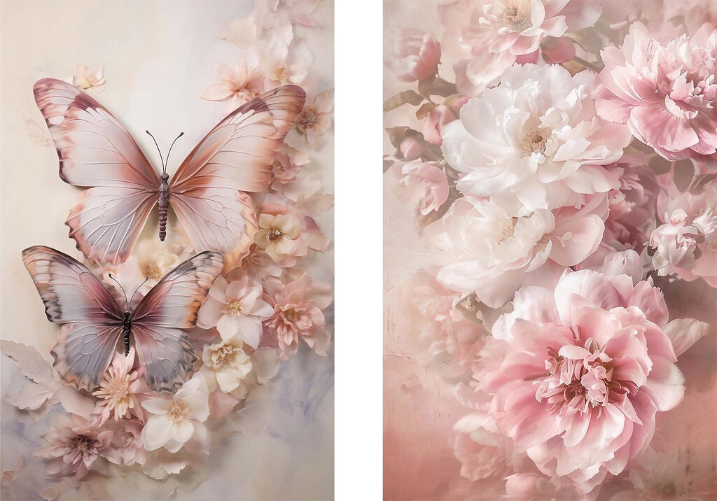 Borboletas entre flores — design completo