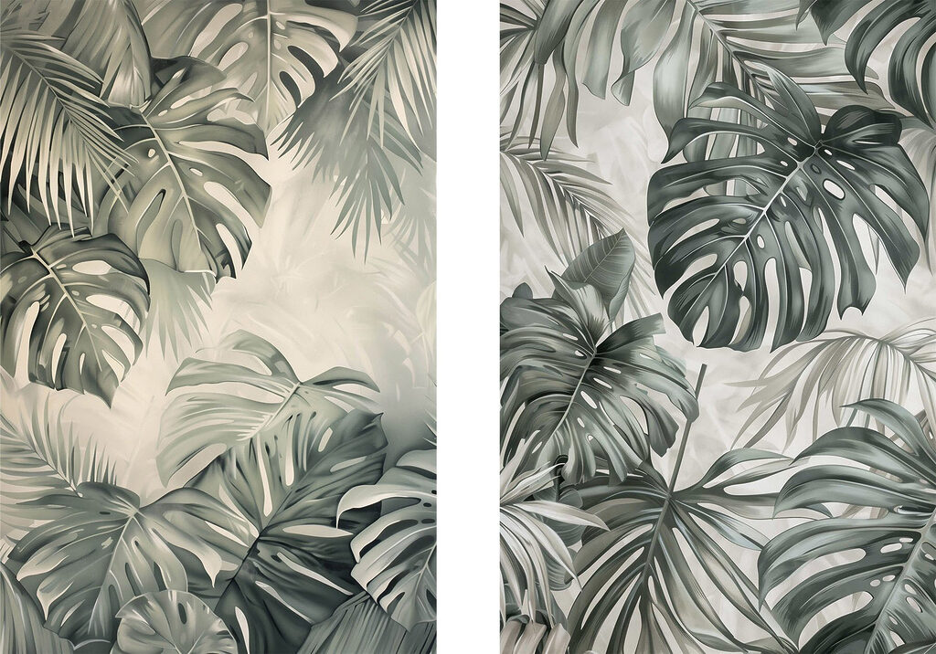 Folhas tropicais a tinta — design completo