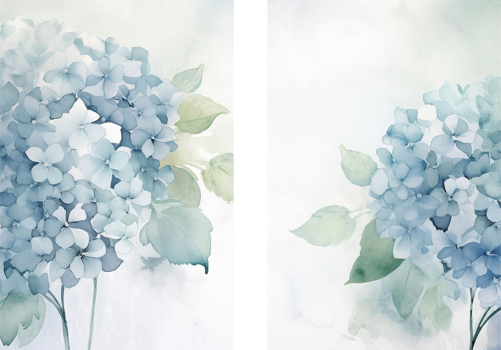 Hortênsias azuis — design completo