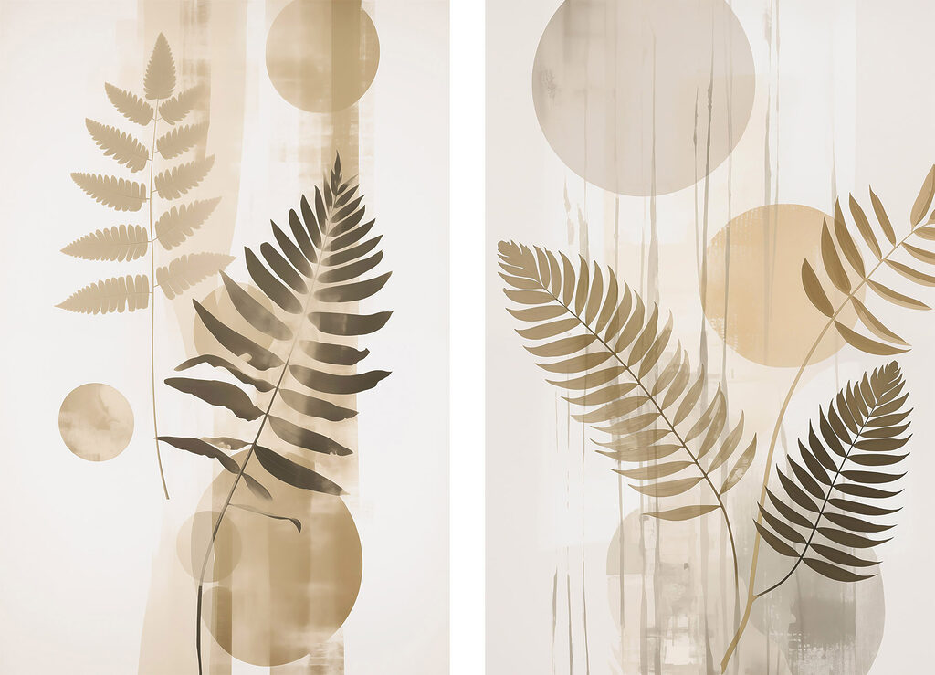 Folhas e círculos — design completo