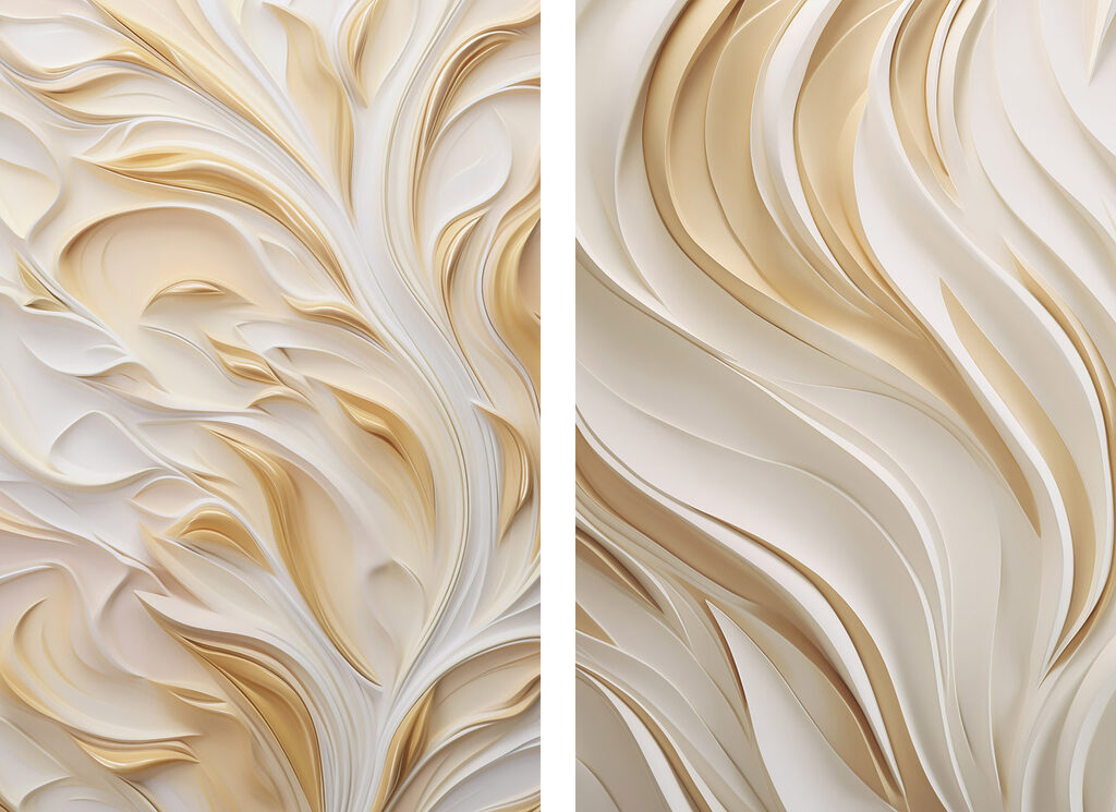 Dourado em linhas fluidas — design completo
