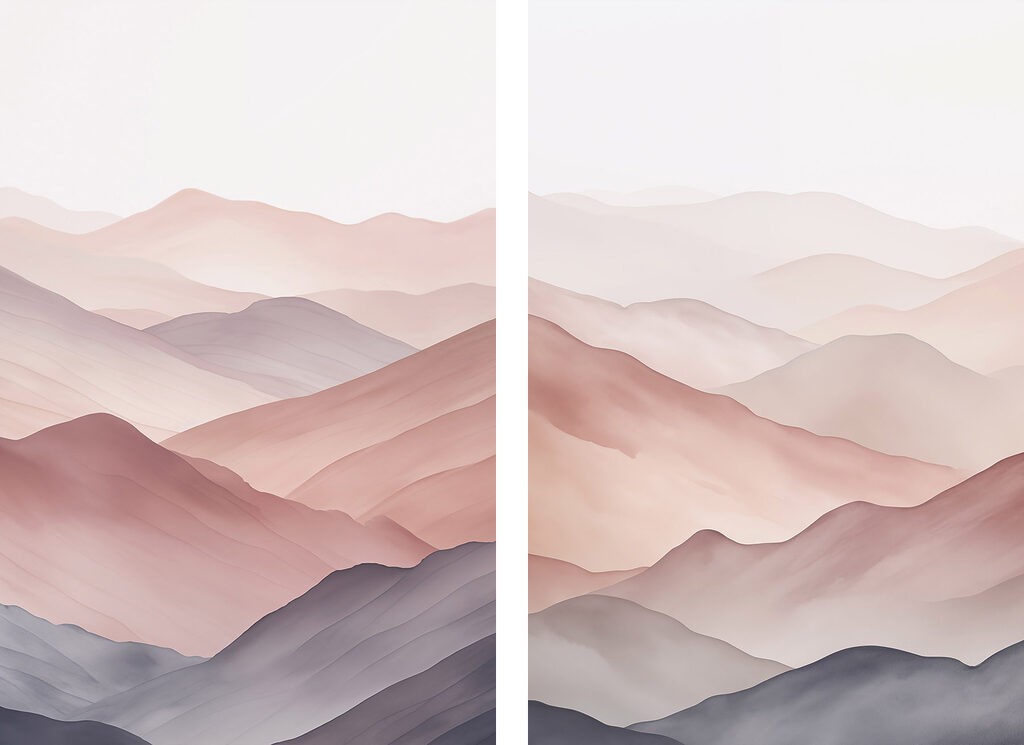 Montanhas em camadas rosa — design completo