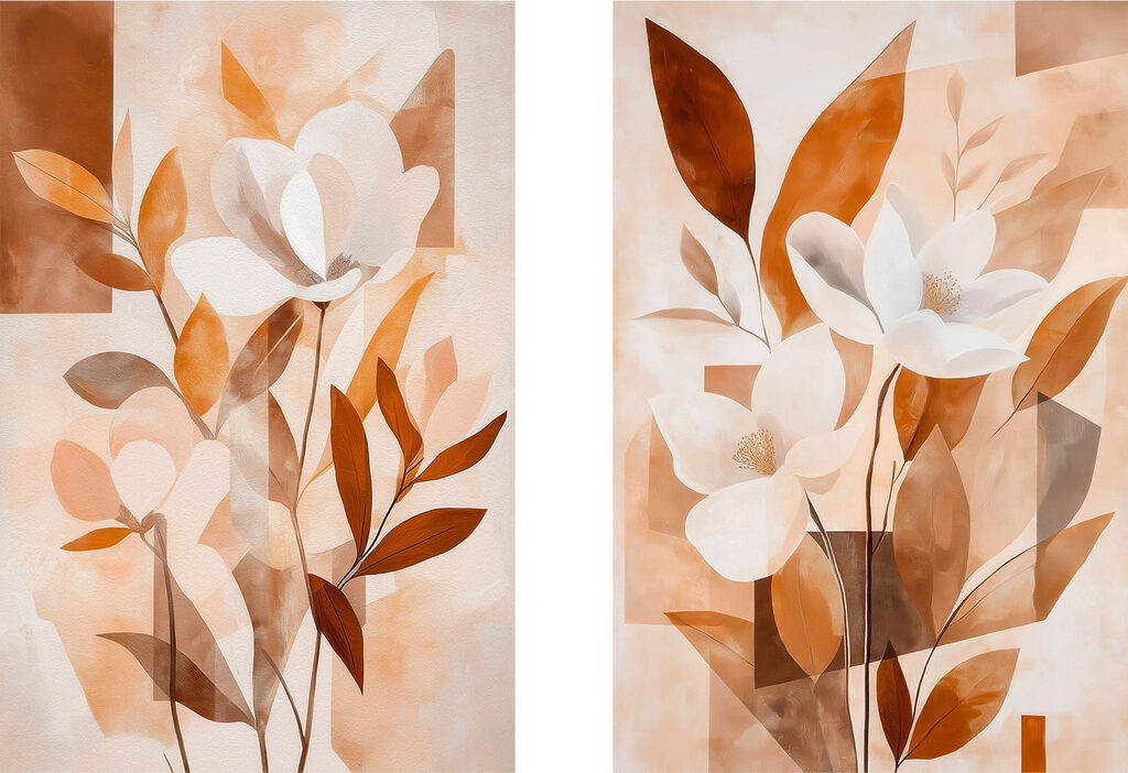 Flores brancas em cobre — design completo