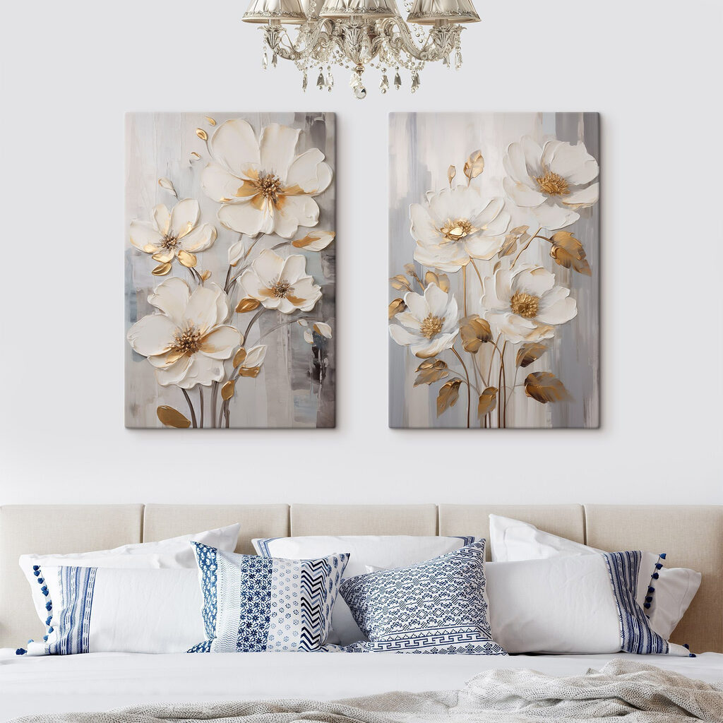 Flores brancas sobre cinzento — interior 1