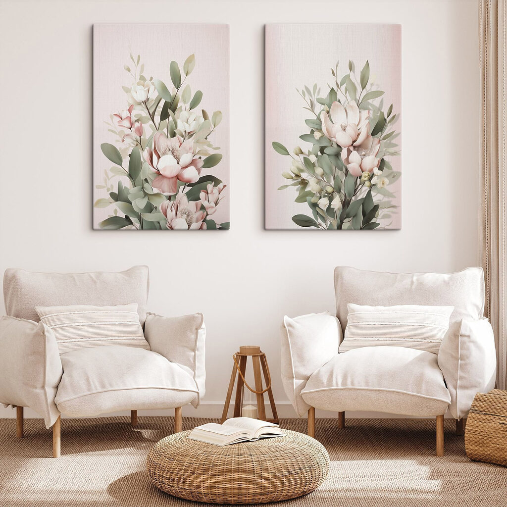 Flores rosa entre folhagem — interior 2