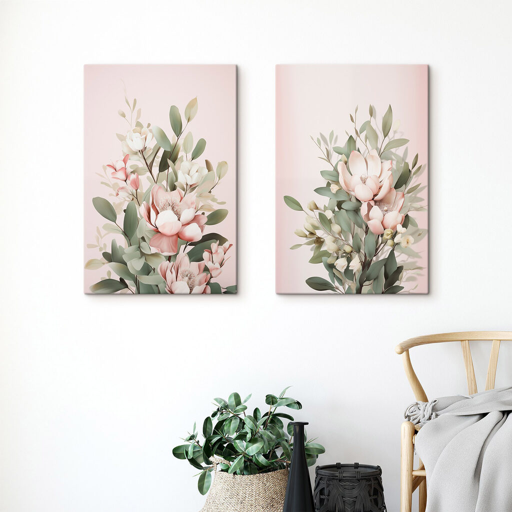 Flores rosa entre folhagem — interior 1