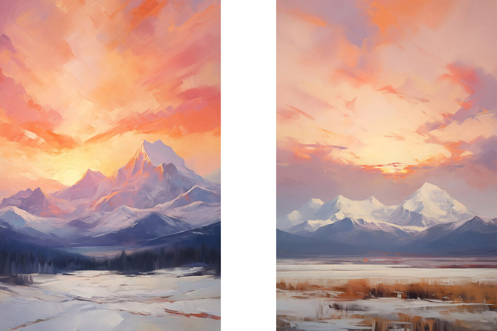 Montanhas ao entardecer — design completo