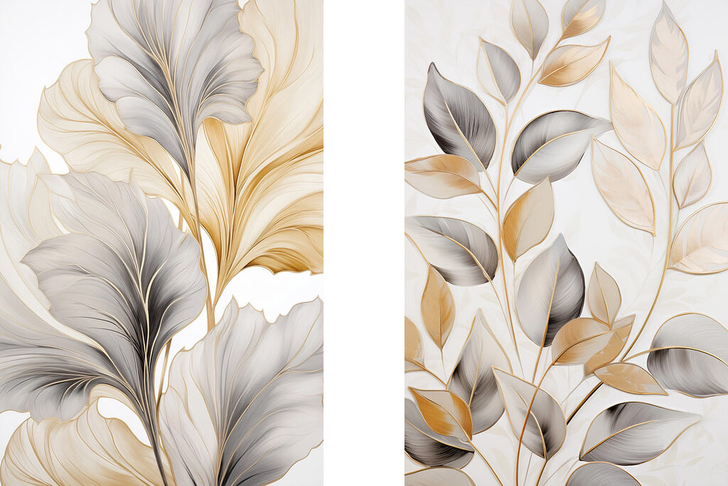 Folhas de nervuras prateadas — design completo