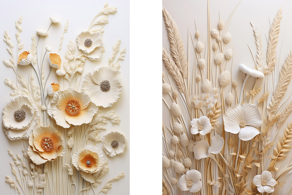 Flores silvestres e espigas — design completo