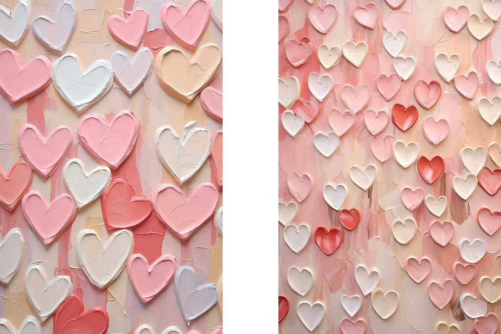 Corações rosa e brancos — design completo