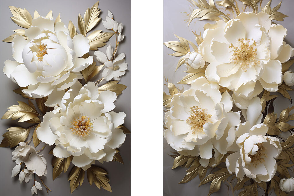Flores brancas sobre escuro — design completo