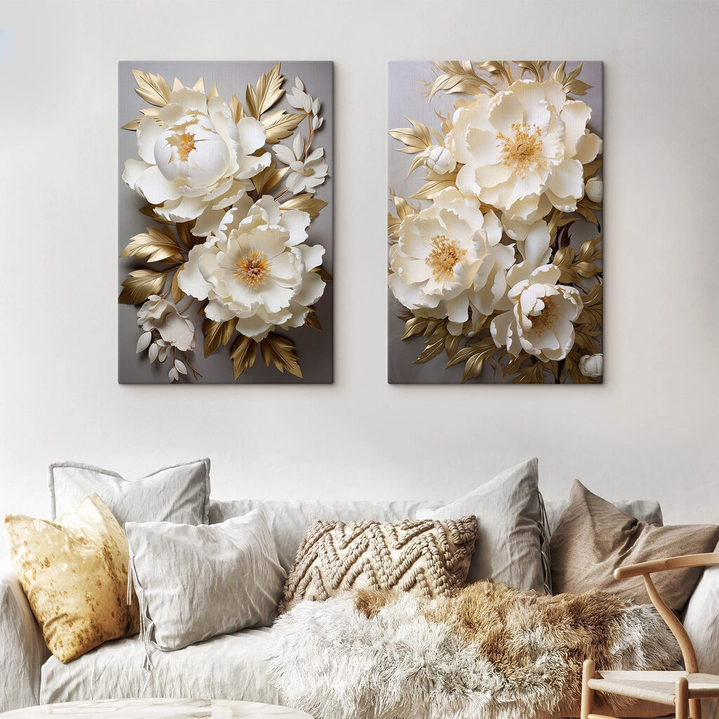 Flores brancas sobre escuro — interior 2