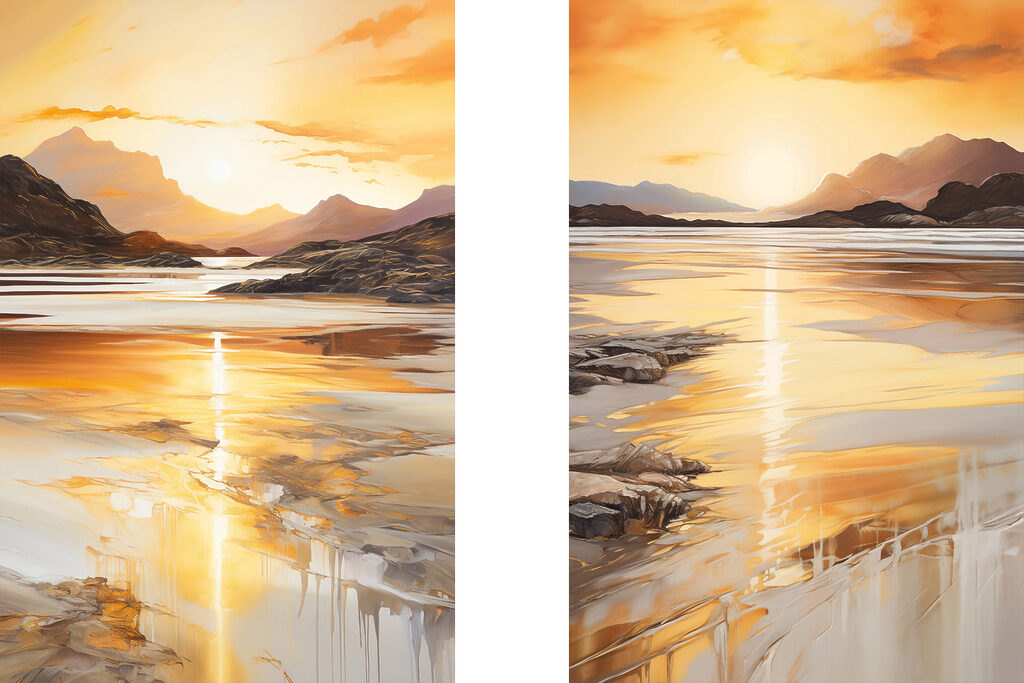 Sol sobre areia molhada — design completo