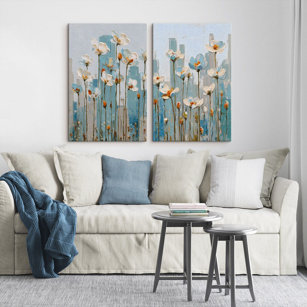 Flores diante de azul — interior 1