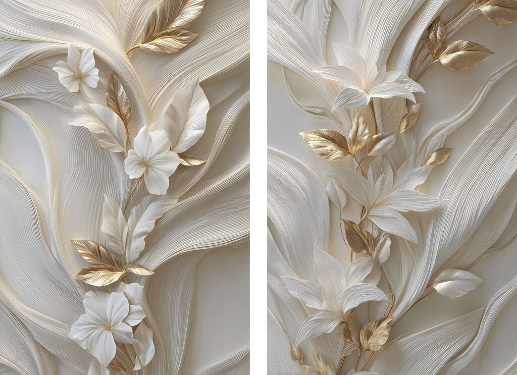 Flores em linhas onduladas — design completo
