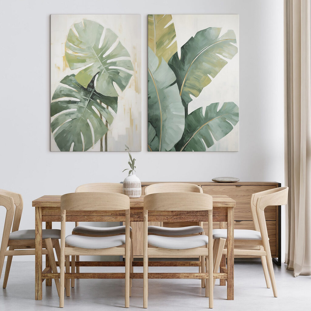 Folhas grandes em aguarela — interior 2