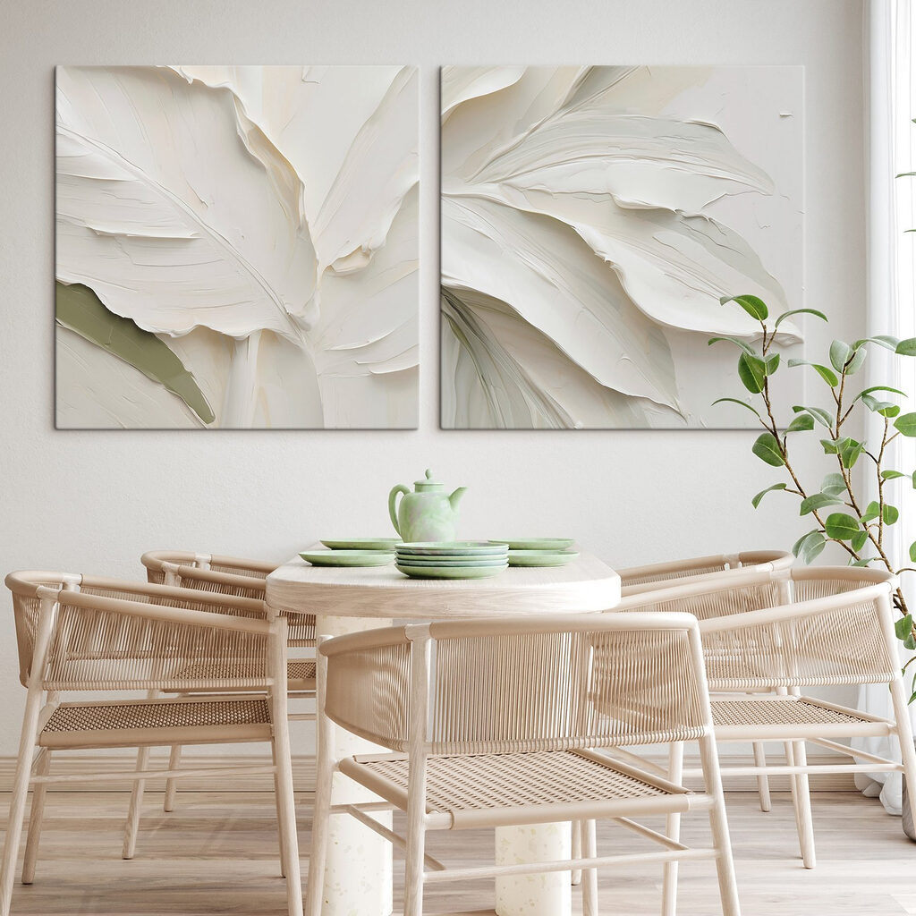 Folhas brancas em pinceladas — interior 2