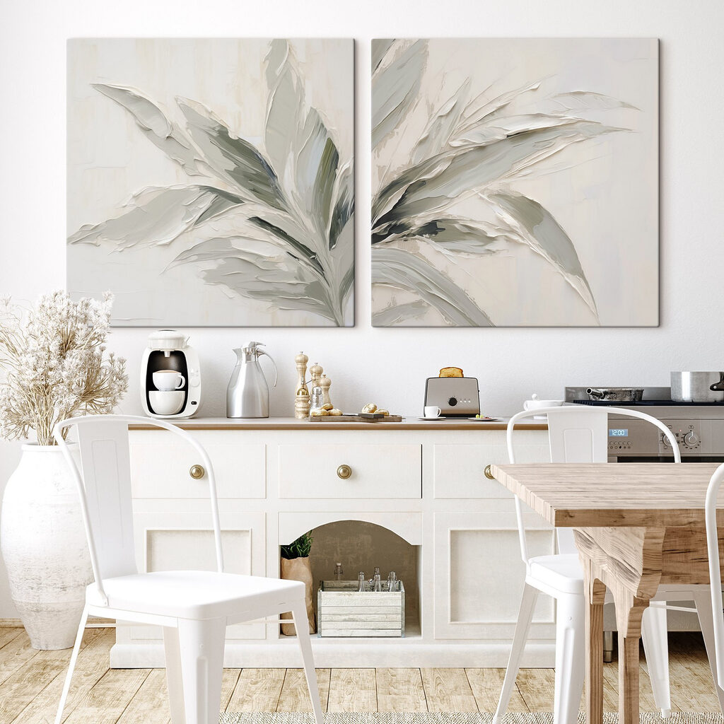 Folhas em pinceladas suaves — interior 1