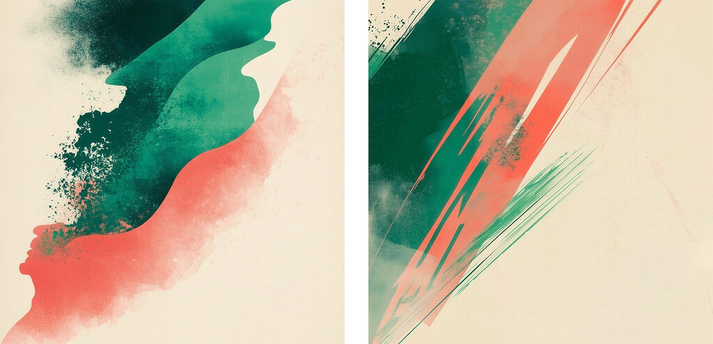 Faixa ondulada em diagonal — design completo