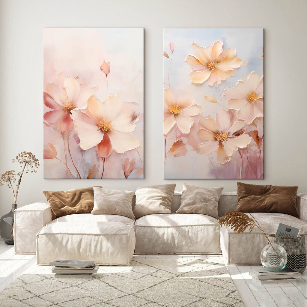 Flores rosa sobre azul — interior 2