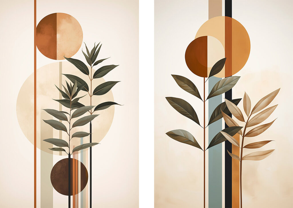 Plantas e círculos — design completo