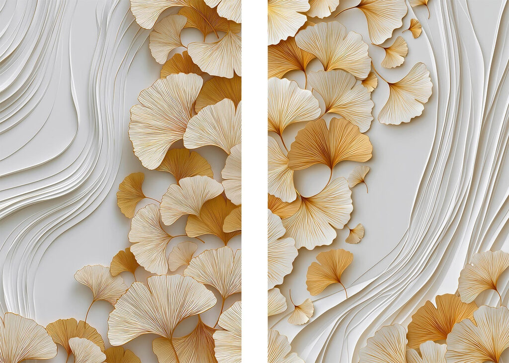 Folhas e linhas onduladas — design completo