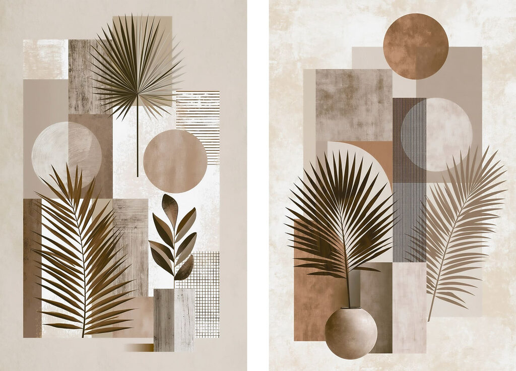 Palmas entre formas calmas — design completo