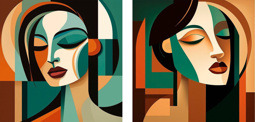 Dois rostos de mulher — design completo