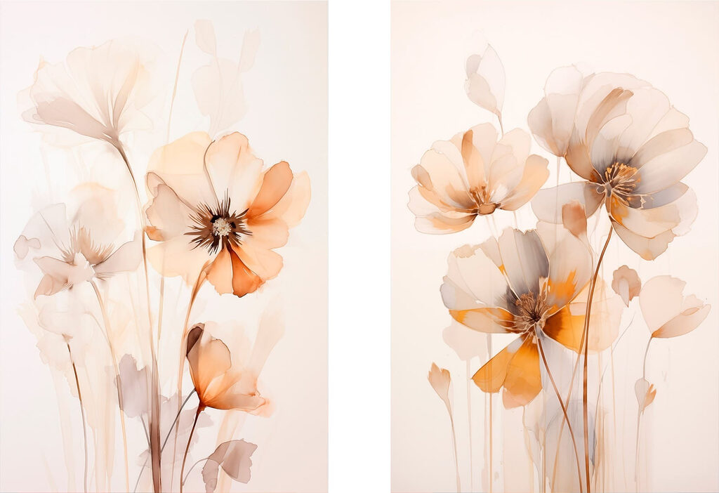 Flores com brilho laranja — design completo