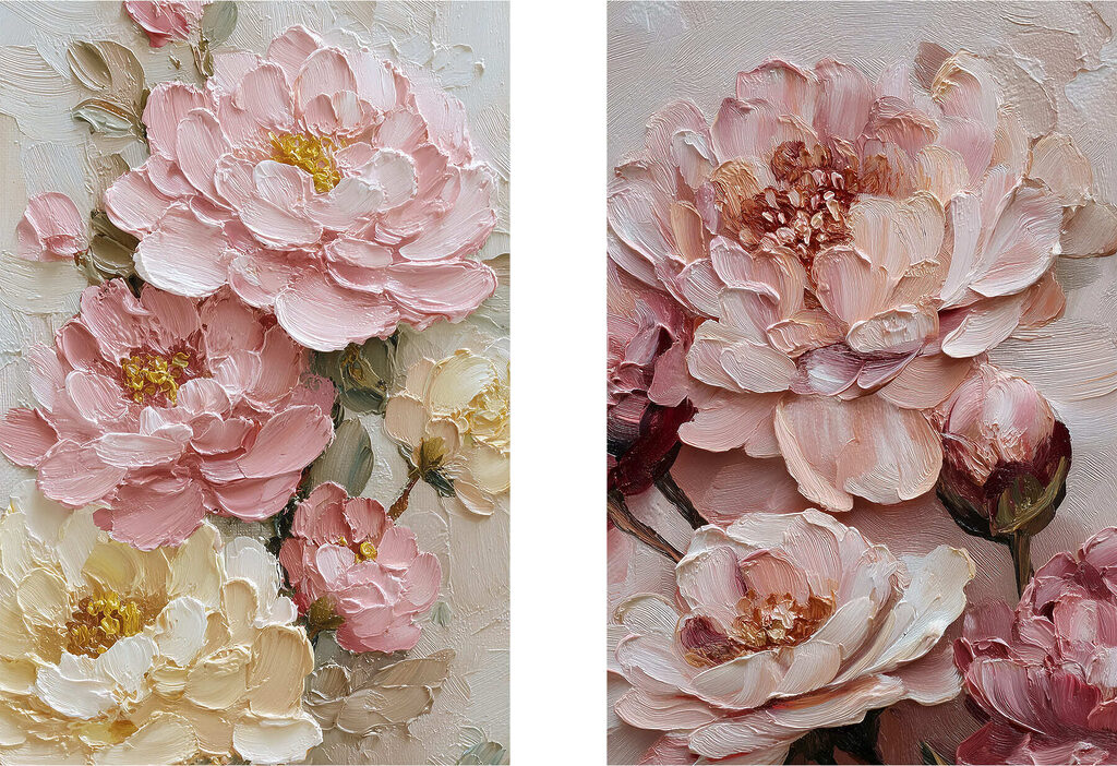 Flores rosa com dourado — design completo