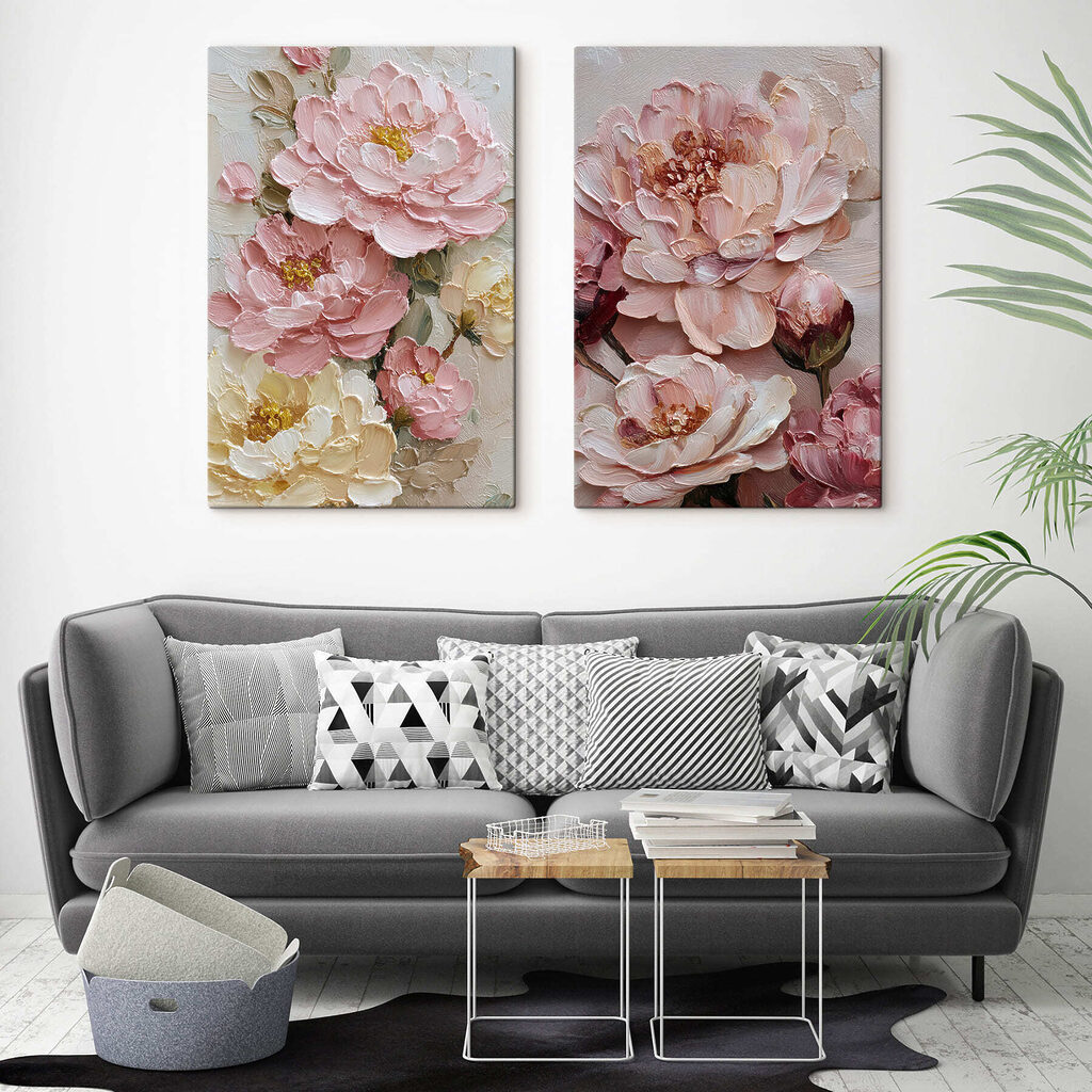Flores rosa com dourado num interior