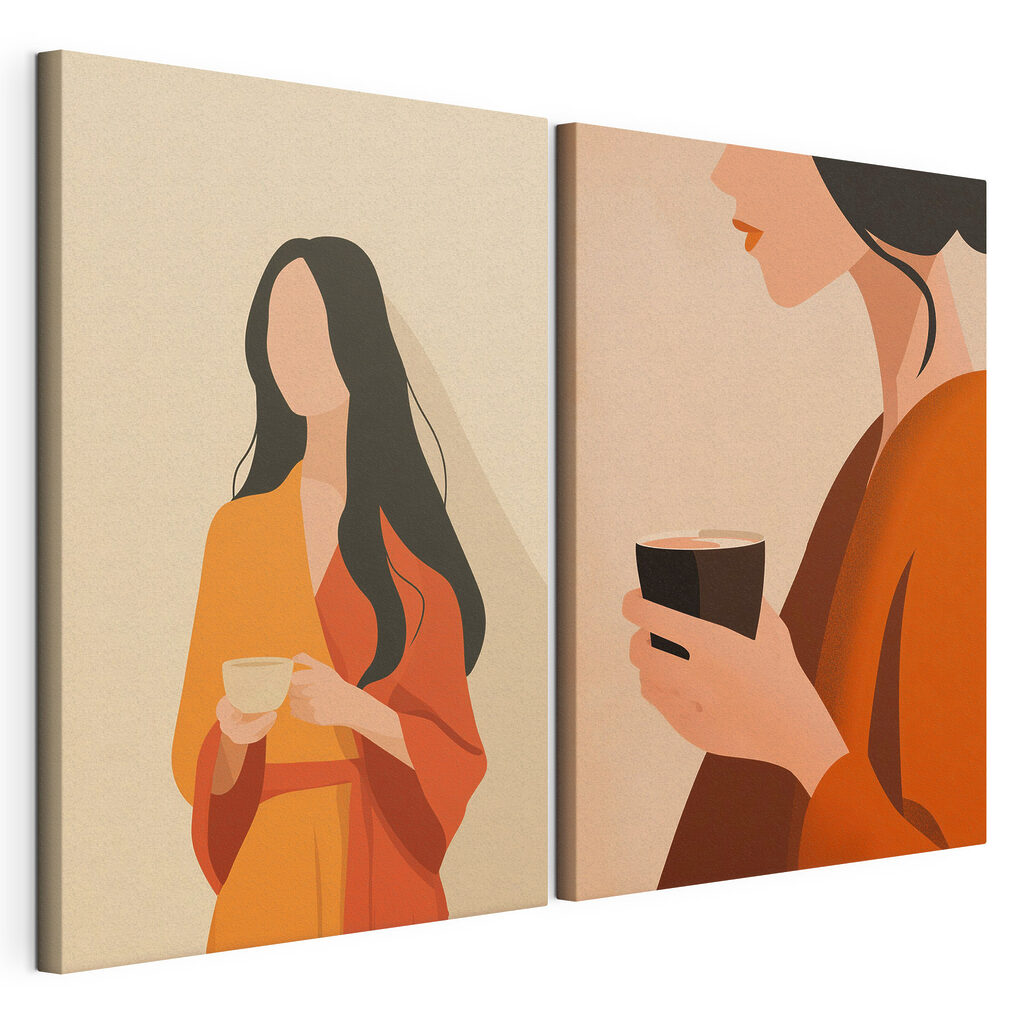 Duas mulheres com chávena — vista do produto