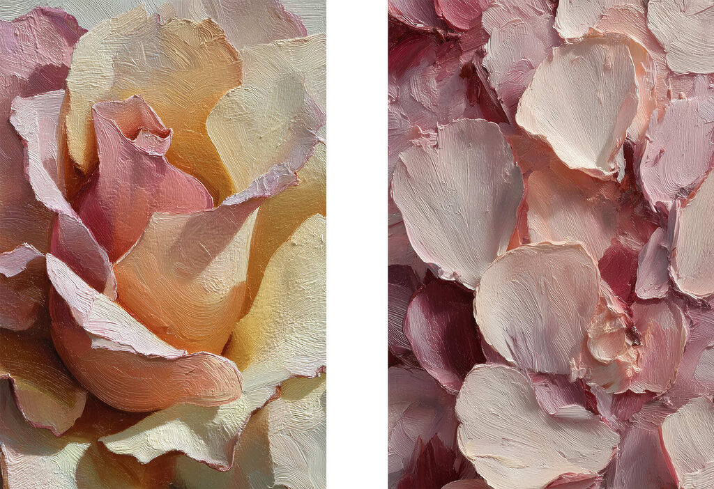 Pétalas em pinceladas largas — design completo