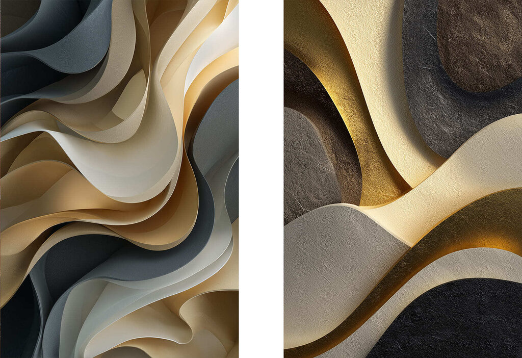 Curvas douradas na sombra — design completo