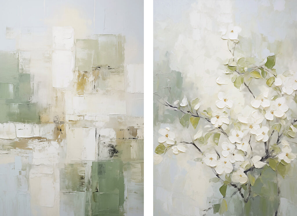 Flores brancas e verde — design completo