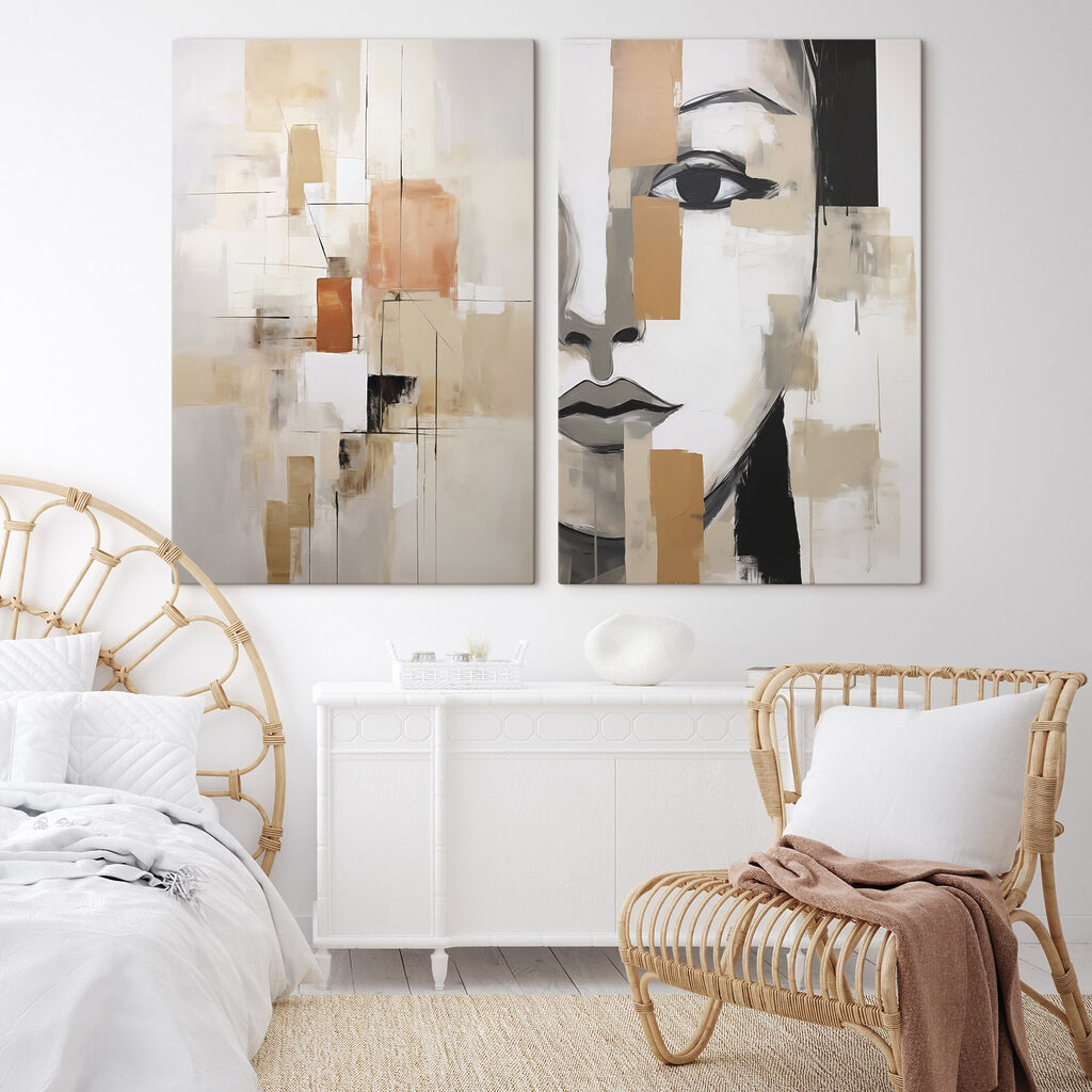 Rosto entre formas abstratas — interior 2