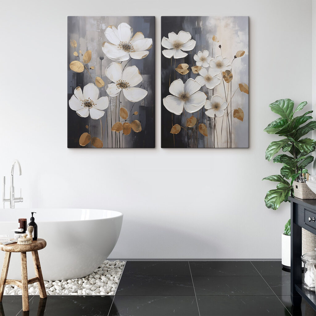 Flores brancas, toques dourados — interior 2