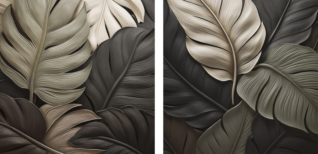 Folhas grandes na sombra — design completo