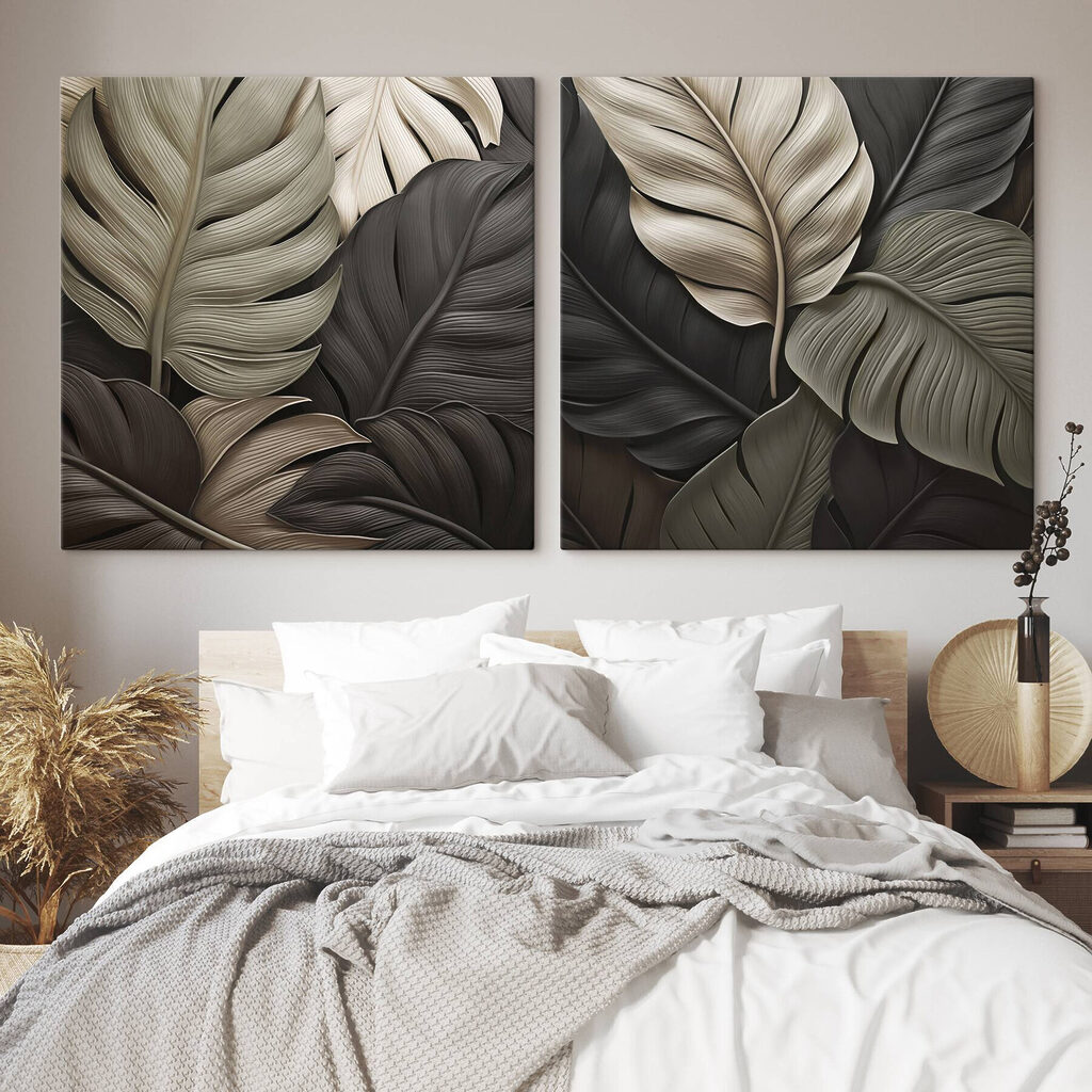 Folhas grandes na sombra num interior