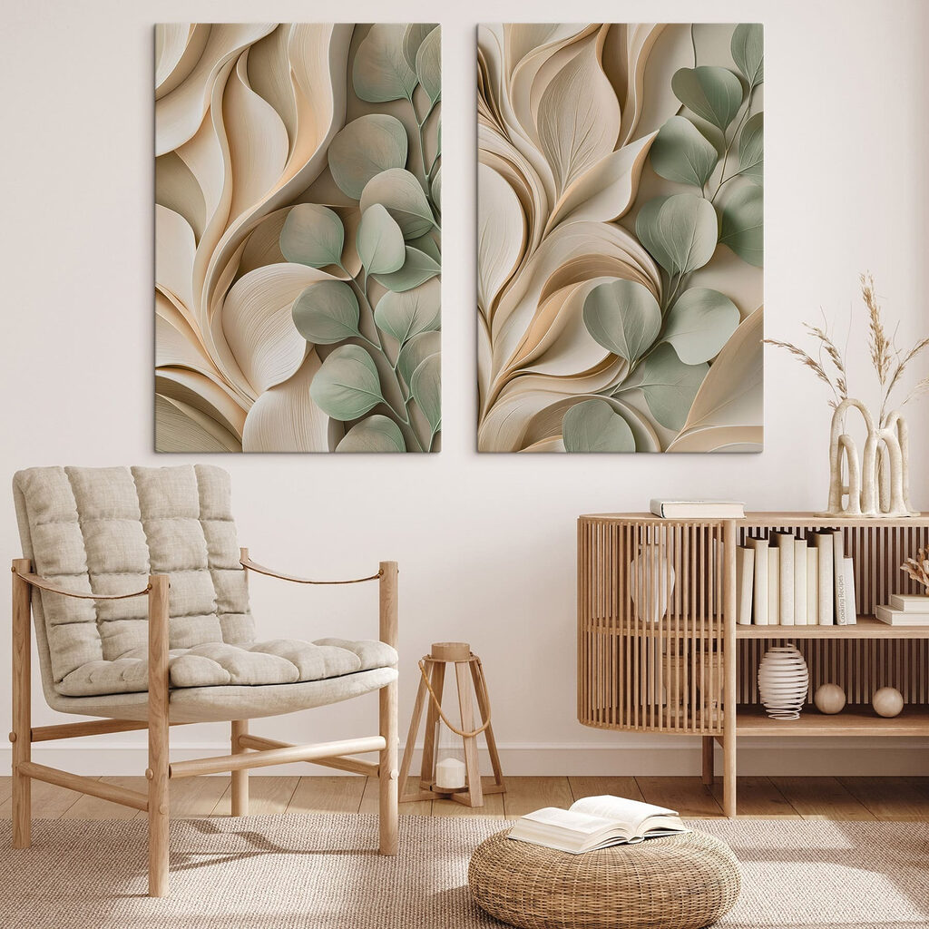 Folhas entre ondas suaves — interior 2