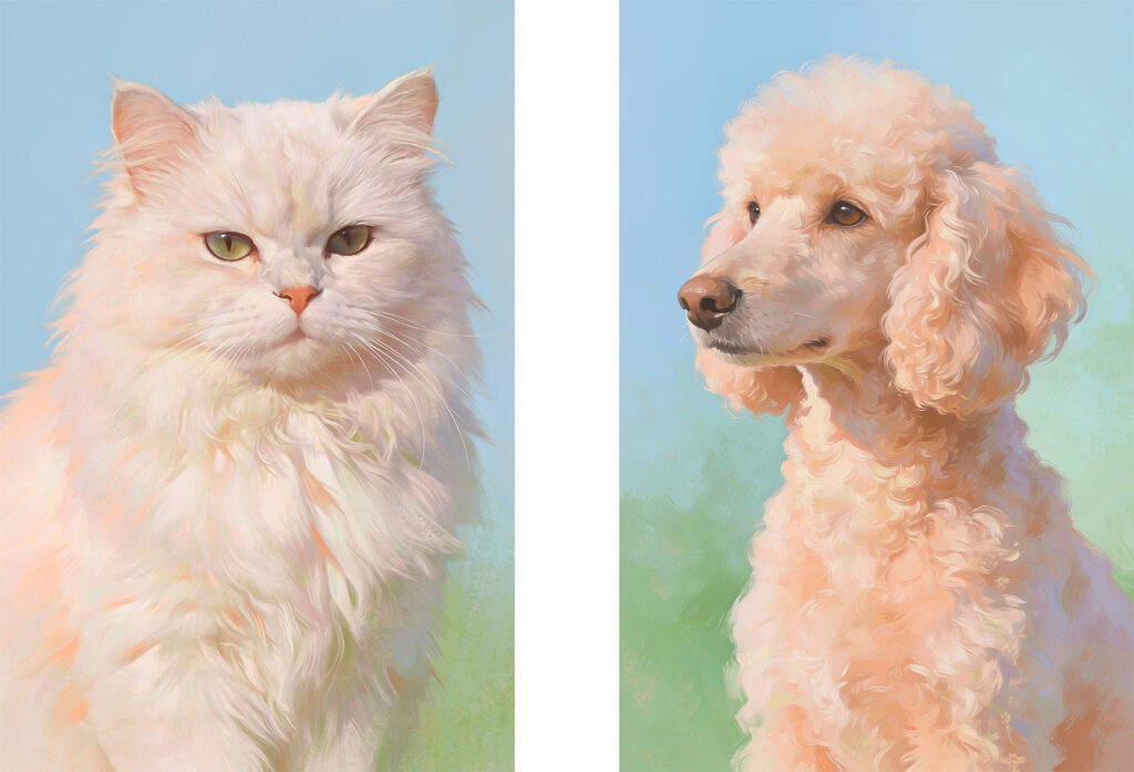 Gato e cão juntos — design completo