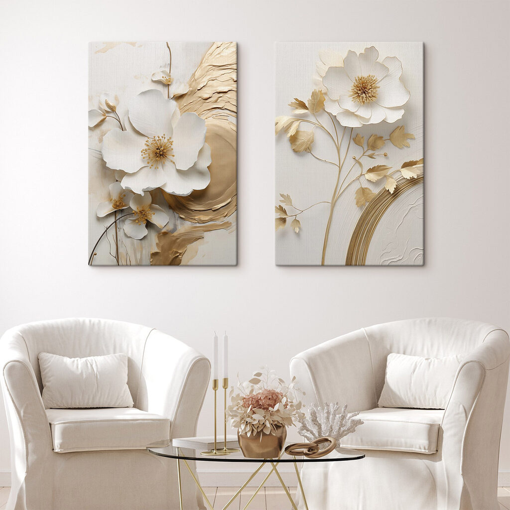Flores brancas, linhas curvas — interior 1