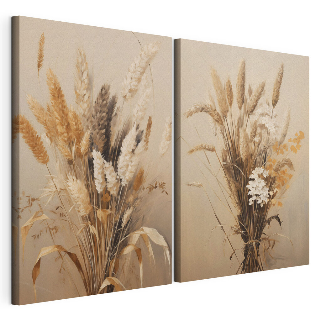 Trigo e flores, tela esticada e borda contínua