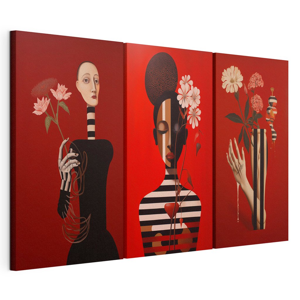 Figuras riscadas e flores — vista do produto