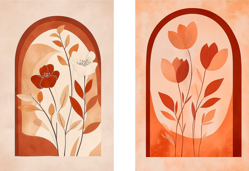 Pinturas florais e folhas — design completo