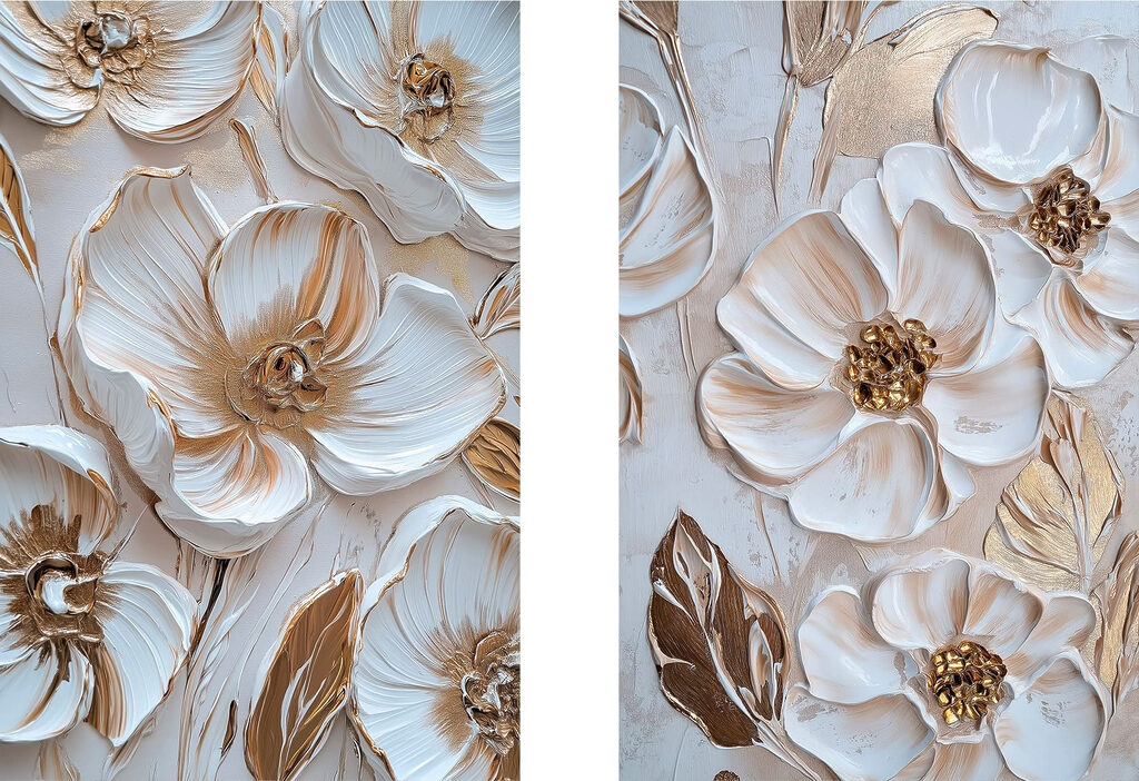 Flores em espirais douradas — design completo