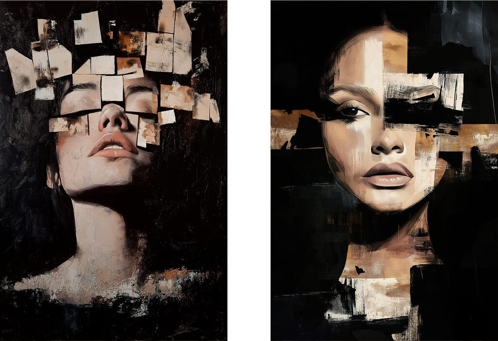 Retratos entre fragmentos — design completo