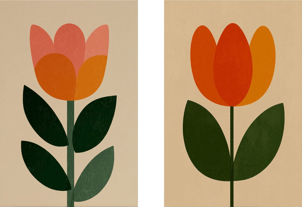 Duas tulipas simples — design completo